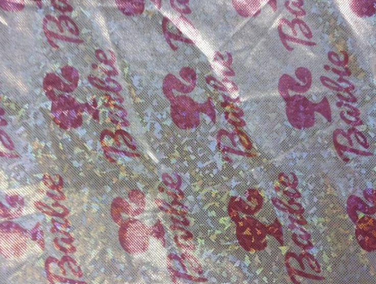 WHITE Background Holographic Barbie Colorful Inspired Fabric 4 ways Spandex