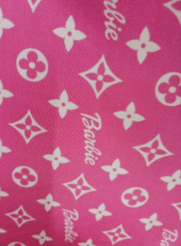PRE OWNED Pink Barbie Colorful Inspired Fabric 4 ways Spandex