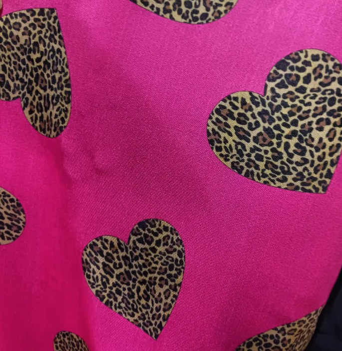 Cheetah Hot Pink Hearts 4 way stretch Spandex