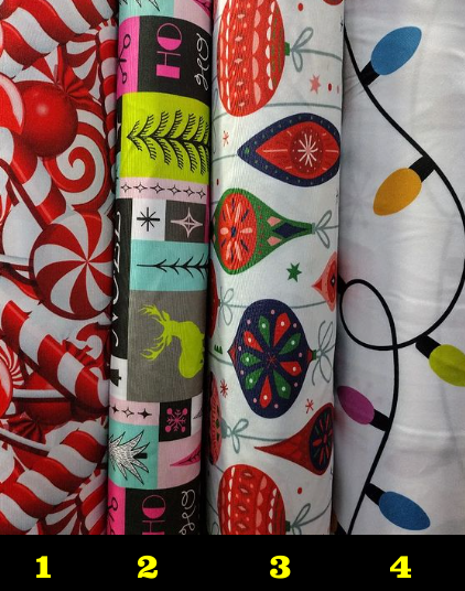 HOLIDAY Spandex Designer Inspired Fabric 4 ways Spandex