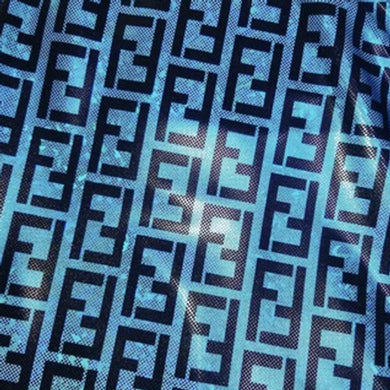 Dark Blue CD monogram print on cotton fabric – logofabrics