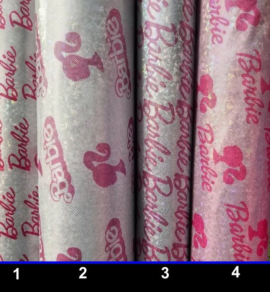 BARBIE HOLOGRAPHIC Designer inspired fabric stretch $16.99 at checkout