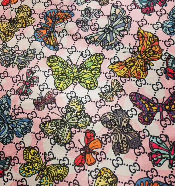 Gucci Butterfly Designer Inspired Fabric Spandex 4 way Stretch