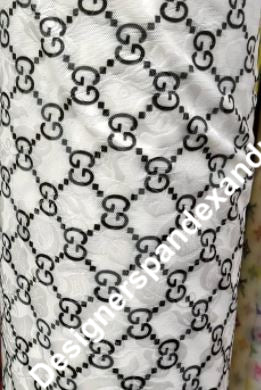 Gucci White LACE Spandex Designer Inspired Fabric